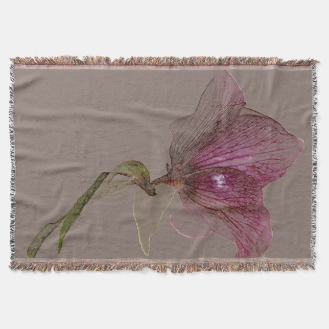 Hellebore tejido del diseño floral de la manta del (Anverso)