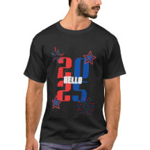 HELLO 2025 Camiseta roja y azul