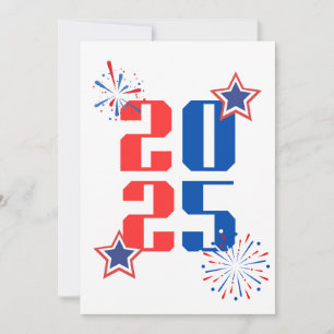 HELLO 2025 Tarjeta de vacaciones roja y azul