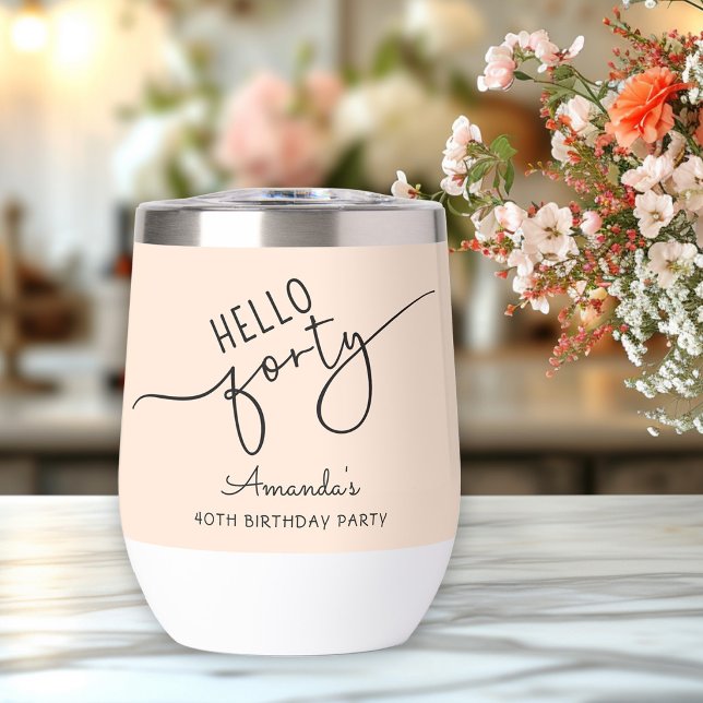 Hello Forty Modern Script Chic 40th Birthday Party (Subido por el creador)