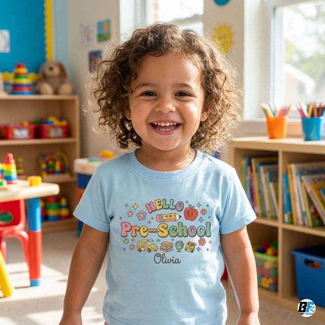 Hello Pre-School Retro Groovy Icons Personalized N (Subido por el creador)