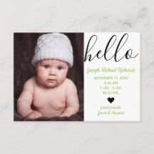 Hello Script Photo Green - 3x5 Nacimiento Anuncio