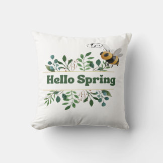 Hello Spring: Abeja juguetona y almohada verde