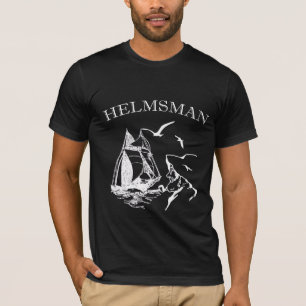 Helmsman Sailboat Sailor Mens Camiseta Negra