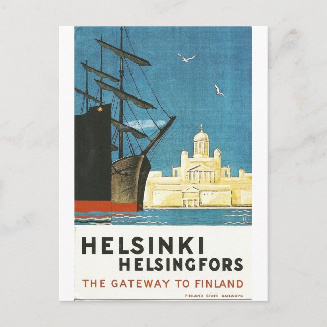 Helsinki, tarjeta postal de viaje vintage de Finla (Anverso)