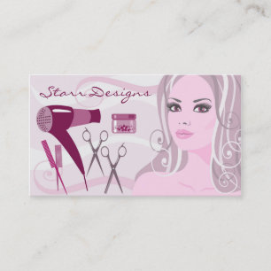 Hembra del peluquero del salón y tarjeta de visita