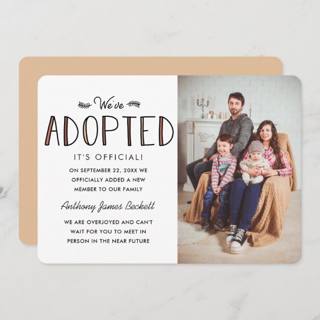 Hemos adoptado | Invitación de adopción (Anverso / Reverso)