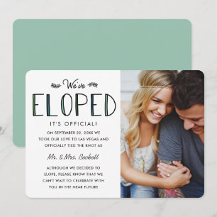 Hemos Eloped   Invitación matrimonial de Elopement