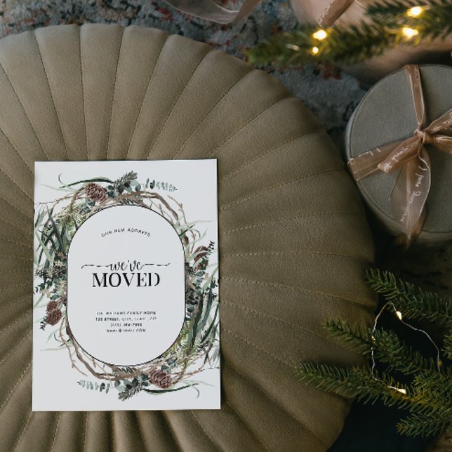 Hemos movido a Eucalyptus Dusty Moving Invitación (Sending your family and friends a festive 'We've Moved!' Christmas card!
)