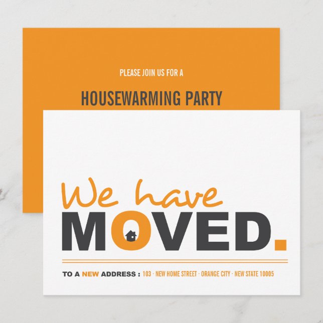 Hemos movido a Invitación en movimiento Fiesta de  (Anverso / Reverso)