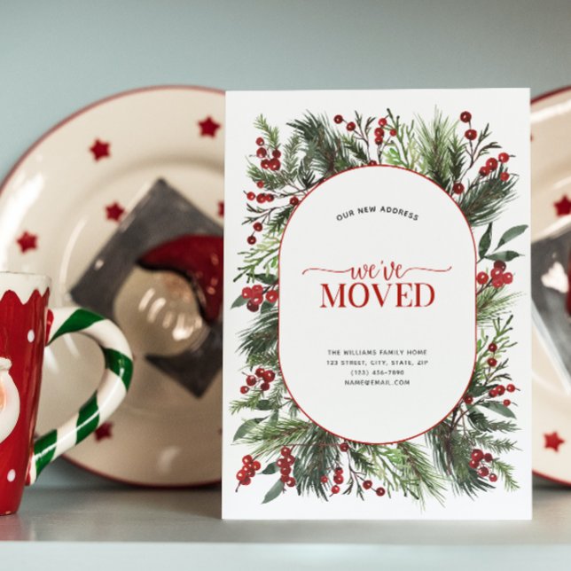 Hemos movido la cálida Invitación de invierno rojo (Sending your family and friends a festive 'We've Moved!' Christmas card!
)