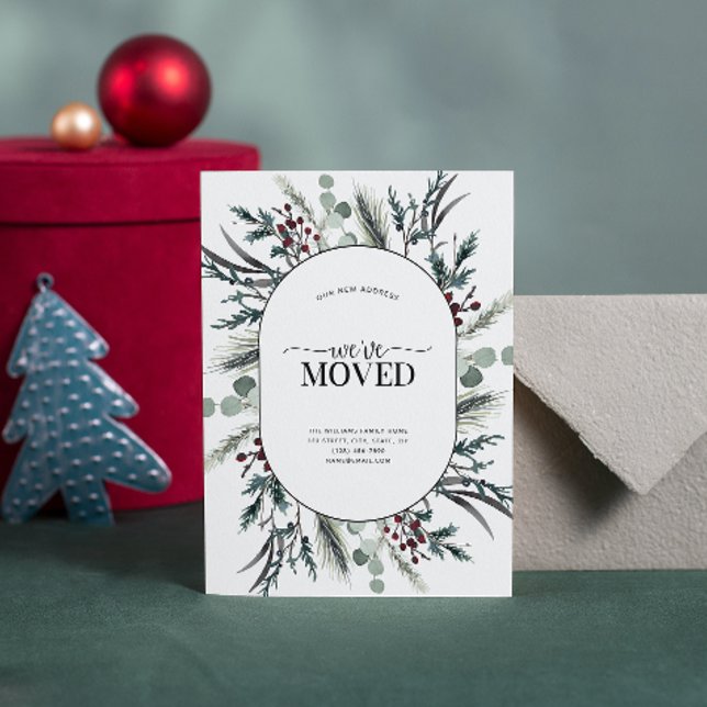 Hemos movido la Invitación de movimiento botánico  (Sending your family and friends a festive 'We've Moved!' Christmas card!
)