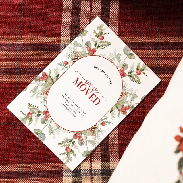 Hemos movido la Invitación de movimiento de cerezo (Sending your family and friends a festive 'We've Moved!' Christmas card!
)