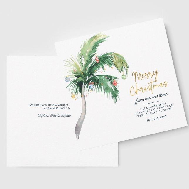 Hemos movido la Invitación en movimiento de vacaci (We've Moved Palm Tree Holiday Moving Announcement)