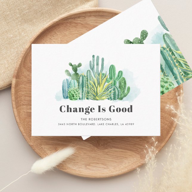 Hemos movido la nueva Invitación de movimiento de  (We have Moved Watercolor Cacti Succulents Moving Announcement)