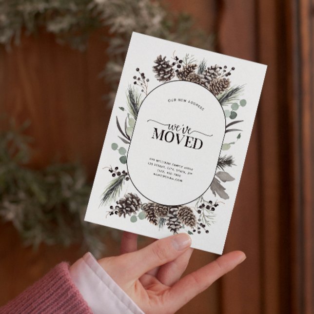 Hemos movido Tarjeta de Anuncio de Black Winter (Celebrate the new beginning with this festive 'We've Moved" postcard!
)