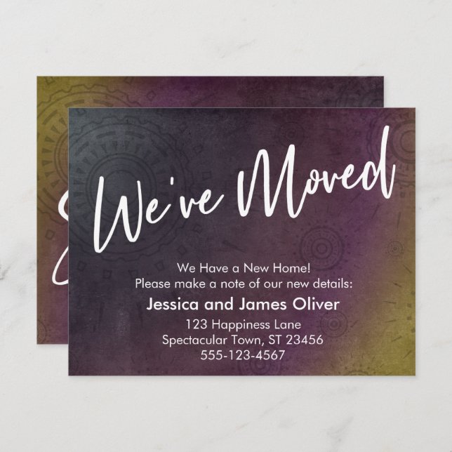 Hemos movido una tarjeta gráfica multicolor Grunge (Anverso / Reverso)