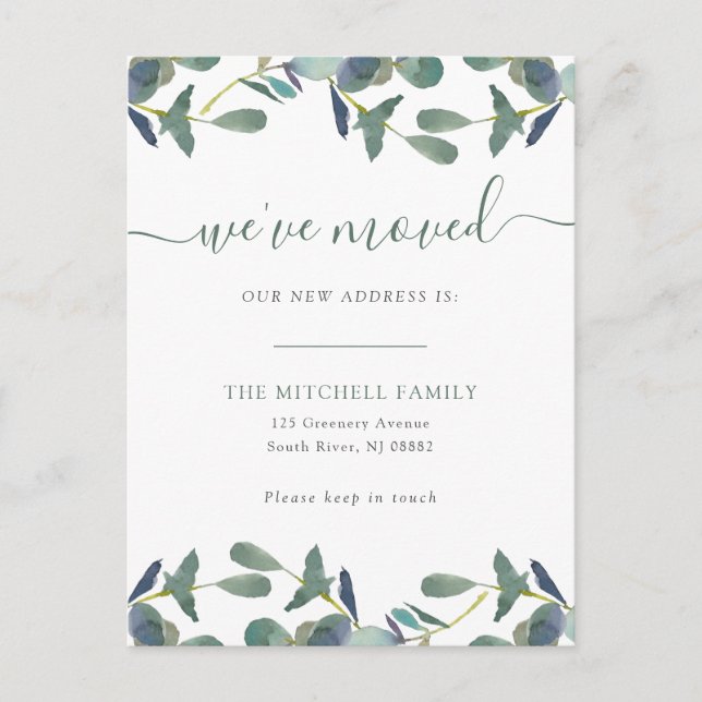 Hemos mudado a Eucalyptus Escudo | Invitación móvi (Anverso)