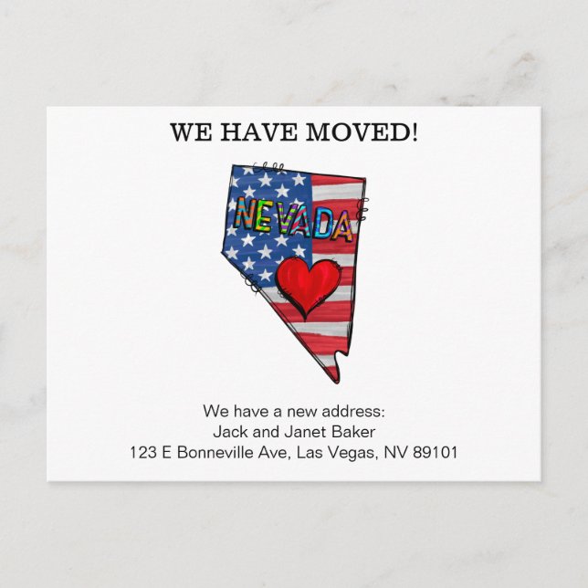Hemos Mudado Estados De Nevada Moviendo Invitación (Anverso)