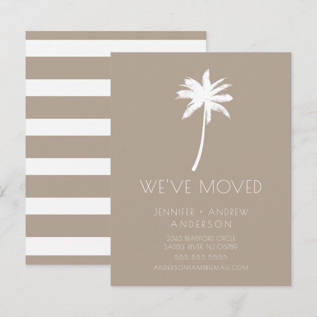 Hemos Mudado Invitación De Movimientos De Palm Tre (Anverso / Reverso)