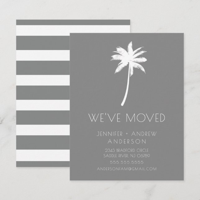 Hemos Mudado Invitación De Movimientos De Palm Tre (Anverso / Reverso)