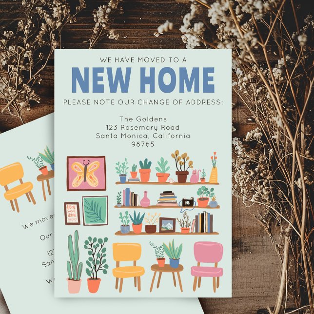 Hemos Mudado La Dirección Cambiar La Tarjeta Cuta  (We Have Moved Address Change Moving Announcement Cute Living room Card - add your own text)