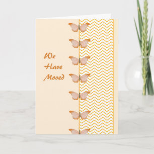 Hemos Mudado la Tarjeta con Mariposas y Chevron.