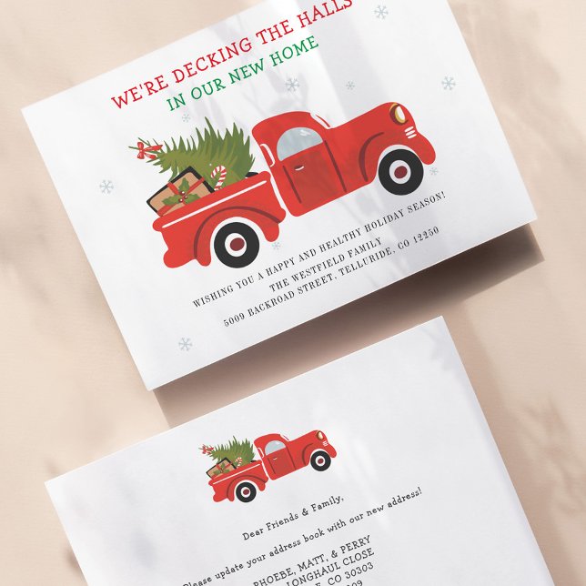 Hemos trasladado a Navidades de vacaciones Invitac (Christmas Holiday Moving Announcement Front and Back)