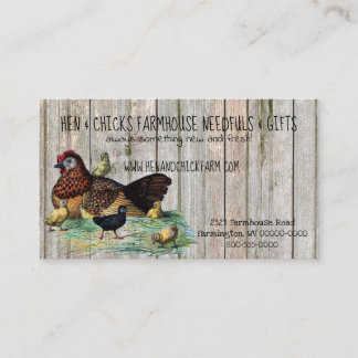Hen & Chicks Rústica Farmhouse Style Tarjeta de vi