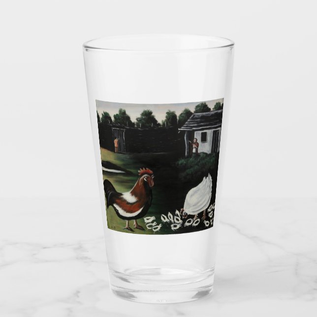 Hen con sus garzas en un paisaje rural de huertos (Anverso)