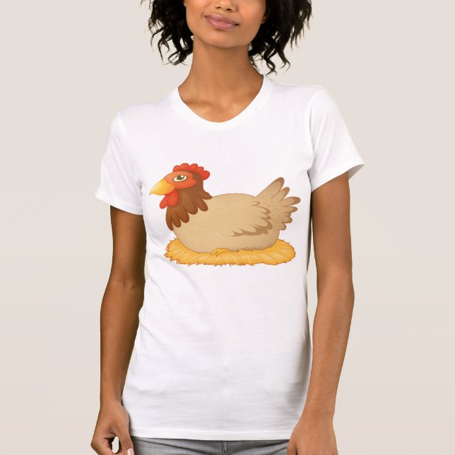 Hen Sobre La Camiseta De Las Mujeres De Huevos (Anverso)