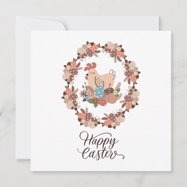 Hen y Eggs de Pascua Feliz Pascua (Anverso)