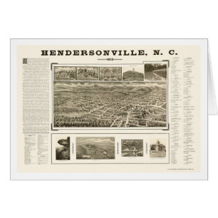 Hendersonville, mapa panorámico del NC - 1913