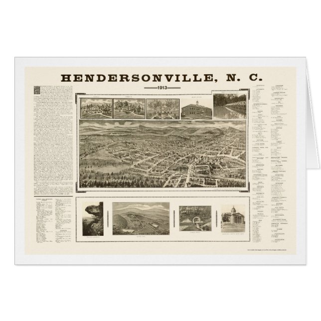 Hendersonville, mapa panorámico del NC - 1913 (Anverso (Horizontal))
