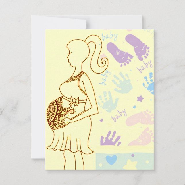 Henna Baby Shower imprime Invitación (Anverso)