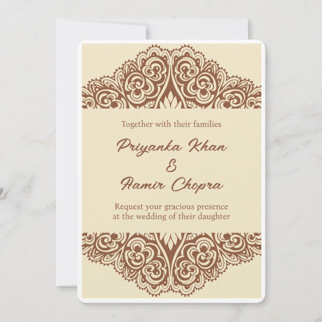 henna de invitaciones a bodas indias (Anverso)