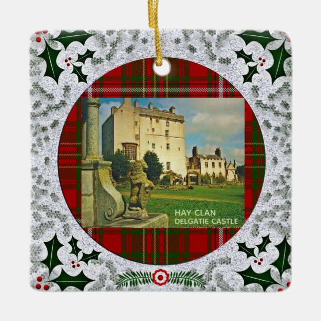 Heno Clan Tartans Castles Ornamento cerámico (Anverso)