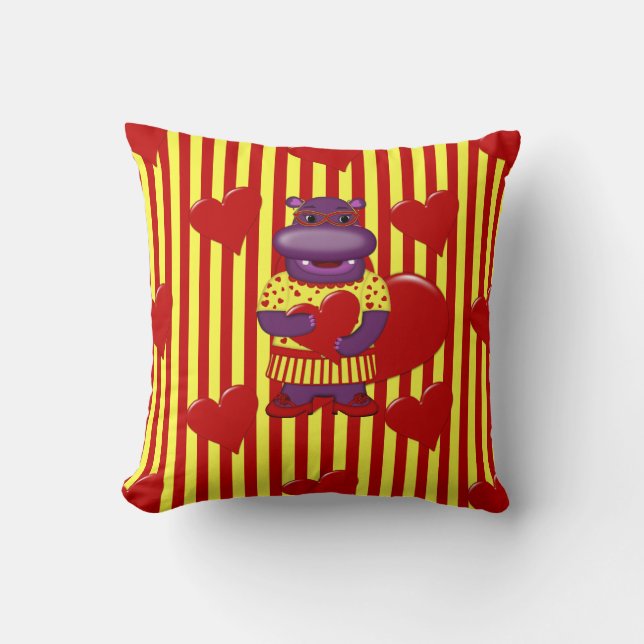 Henrietta Hippo Cojín decorativo-franjas rojas-ama (Anverso)