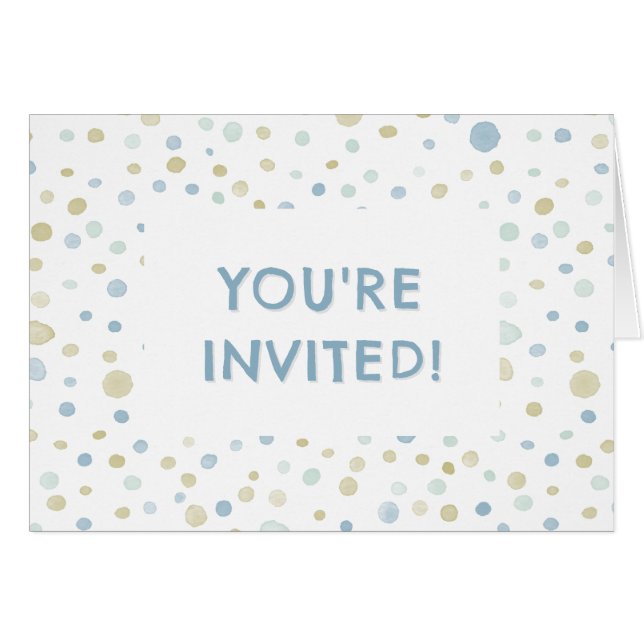 Henry Confetti Watercolor Dots Birthday Invite (Anverso (Horizontal))