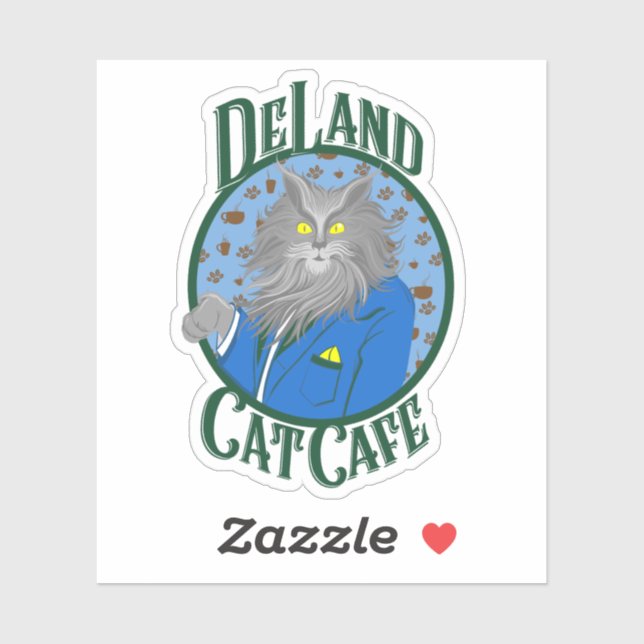 Henry DeCat pegatina en azul (Hoja)