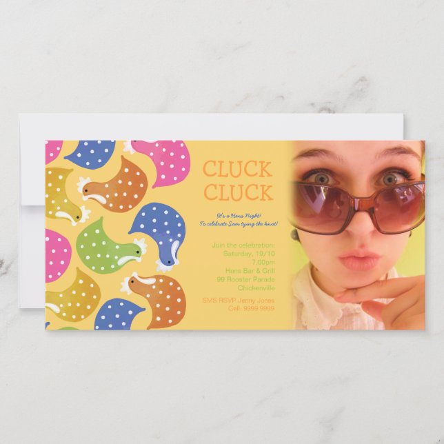 Hens Night Bachelorette Party Event - Invitación f (Anverso)