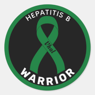 Hepatitis B Warrior Ribbon Black Round Pegatina
