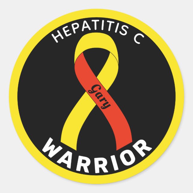 Hepatitis C Warrior Ribbon Black Round Pegatina (Anverso)