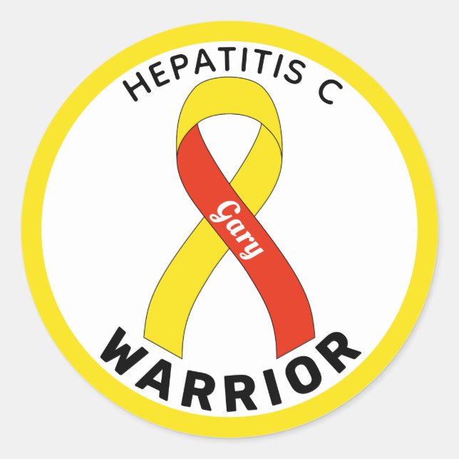 Hepatitis C Warrior Ribbon Pegatina de Ronda Blanc (Anverso)