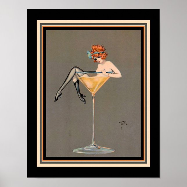 "Her Martini" Impresión Art Deco de 1920 (Frente)