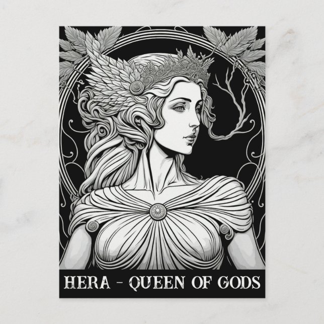 Hera Reina de los Dioses Tarjeta Postal en Blanco  (Anverso)