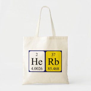 Herb nombre de tabla periódica de la bolsa