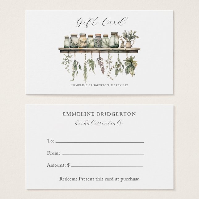 Herbalist Gift Certificate (Anverso y reverso)