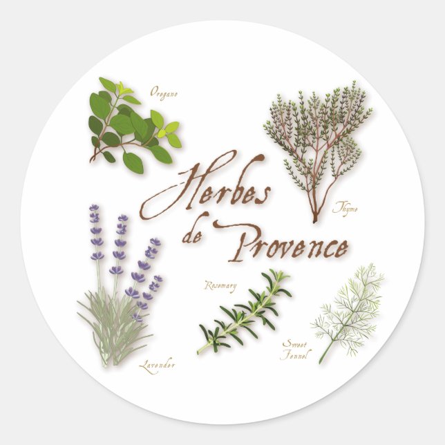 Herbes de Provence Round Pegatina (Anverso)