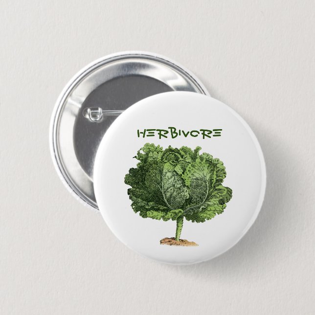 Herbivore Vegan Vegetarian Kale Botón Pin (Anverso y reverso)